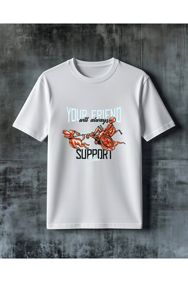تي شيرت كبير الحجم مطبوع عليه هيكل عظمي من Your Friend Support