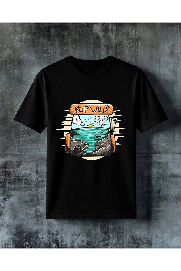 Keep Wild Natural Landscape Printed Oversize T-Shirt