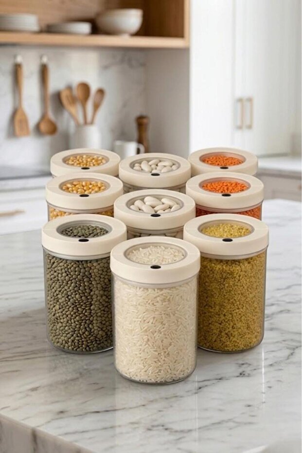 Lengo 9-Pack 1200 ml Sealed Vacuum Borosilicate Glass Food Storage Jar