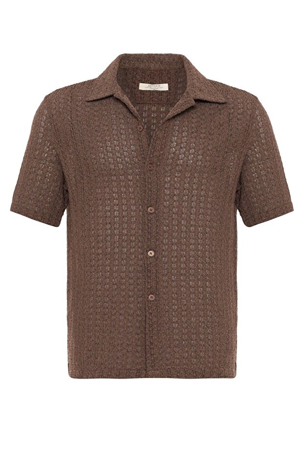 Textured crochet men's shirt