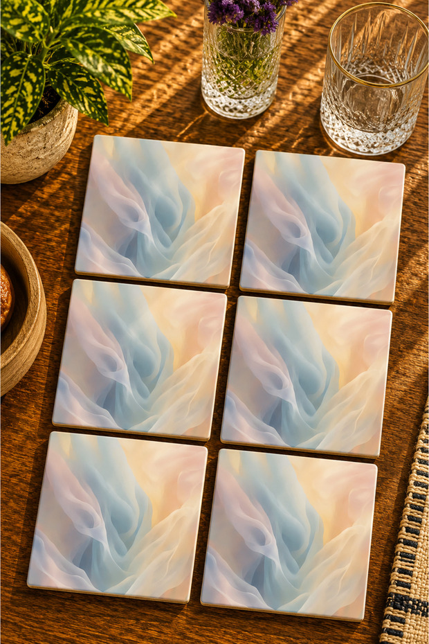 Abstract Colors Design Modern Set of 6 Coasters - Uv Printing Mdf - 10X10 cm
