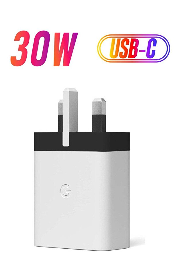 30W USB-C Fast Charging Wall Adapter with 3-Pin Plug and Advanced Safety Protection White