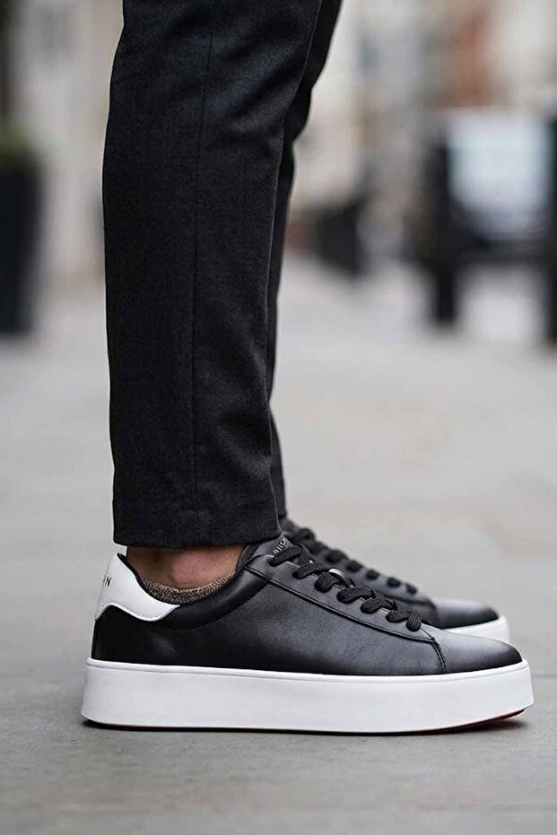 Men's Black/White Orange Casual Sneaker Shoes - Retro City Style-Lfn541