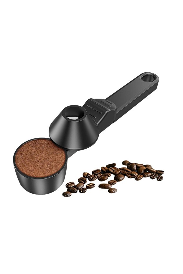 1PCS Black 1PCS Long Handle Large Capacity Coffee Sliding Spoon Leak-Proof Round Coffee Spoon for Ho