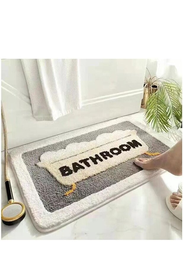 Bathroom Mat, Size 60×40 cm, Soft Water-Absorbent Material with Non-Slip Base