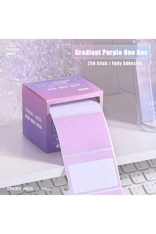 Purple 256pcs/Box Pull-out Sticky Notes Fully Adhesive Tearable Sticky Notes Stickers 8 Formats Idea