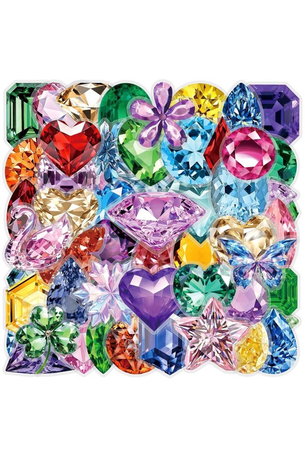 50pcs 50pcs Colorful Magic Lucky Crystal Transparent Stickers Decals DIY Kids Laptop Phone Fridge Sc