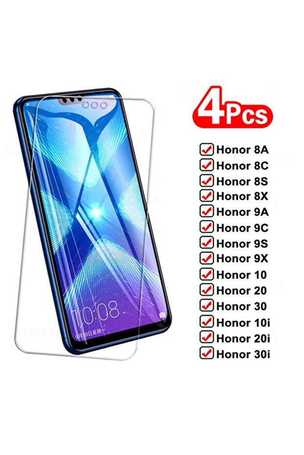 High Definition 4 Pieces Honor 8X 4pcs Tempered Glass For Honor 8X 8A 8C 8S 9A 9C 9S 9X Screen Prot