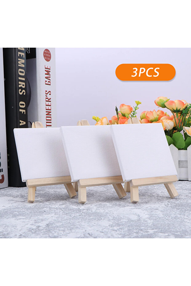 3pcs 3pcs/6pcs Mini Canvas And Easel Set Mini Canvas Panels Mini Wood Easels, For Kids Drawing, Oil