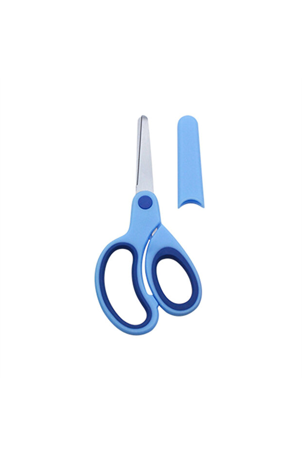 blue-1pcs 1PCS Safty Scissors For Kids Student DIY Paper Children's Left-handed Scissors Scissors Wi