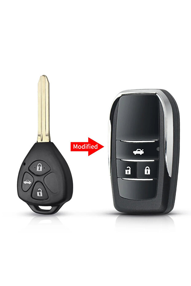 غلاف مفتاح 3BT KEYYOU قطعة واحدة قابل للطي ومعدّل لجهاز التحكم عن بعد لسيارات تويوتا راف 4 وويش وكامري وهايك وكور