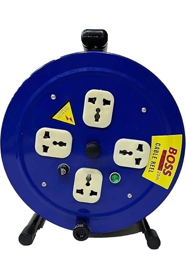 BOSS Cable Extension Reel 25 Meter 2.5mm Wire with 4 Input Sockets with Automatic Circuit Breaker