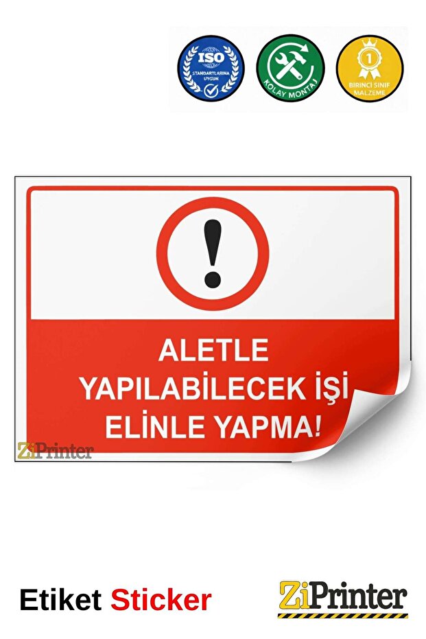 Work That Can Be Done with Tools, Work That Can Be Done by Hand Isg Warning Sign Sticker 15X21 cm