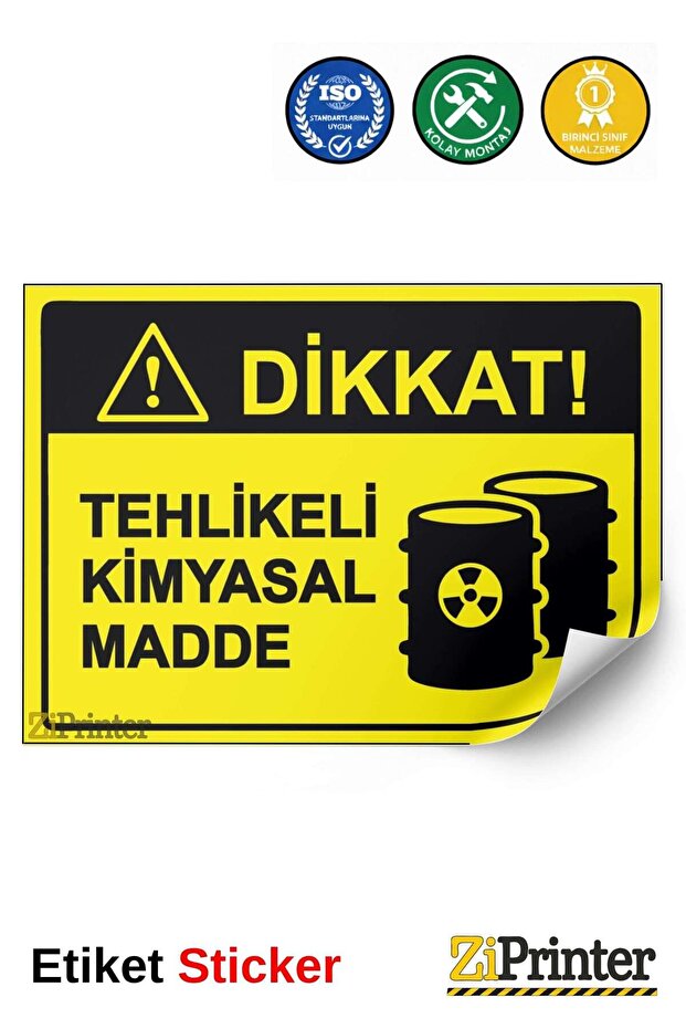Attention! Dangerous Chemical Substance Isg Warning Sign Label 25X35 cm