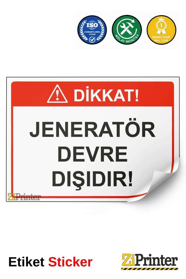 Attention! The Generator Is Out of Service! Isg Warning Sign Sticker 25X35 cm