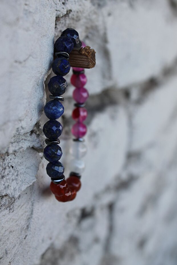 Lapis Lazuli Selenite Agate Natural Stone Anxiety Bracelet