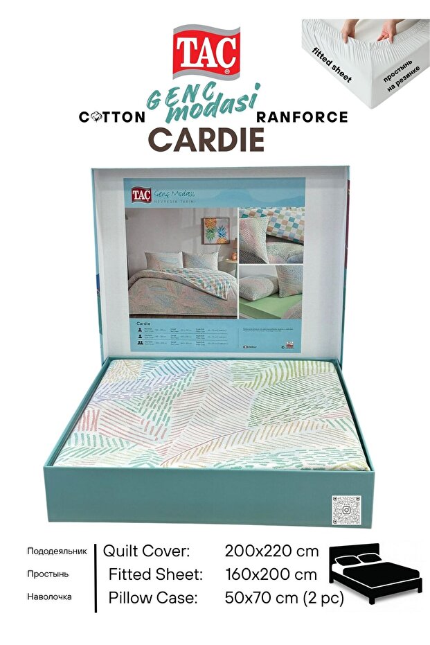 Cardie Green Ranforce Genc Modasi Double Duvet Cover Set 200X220 cm