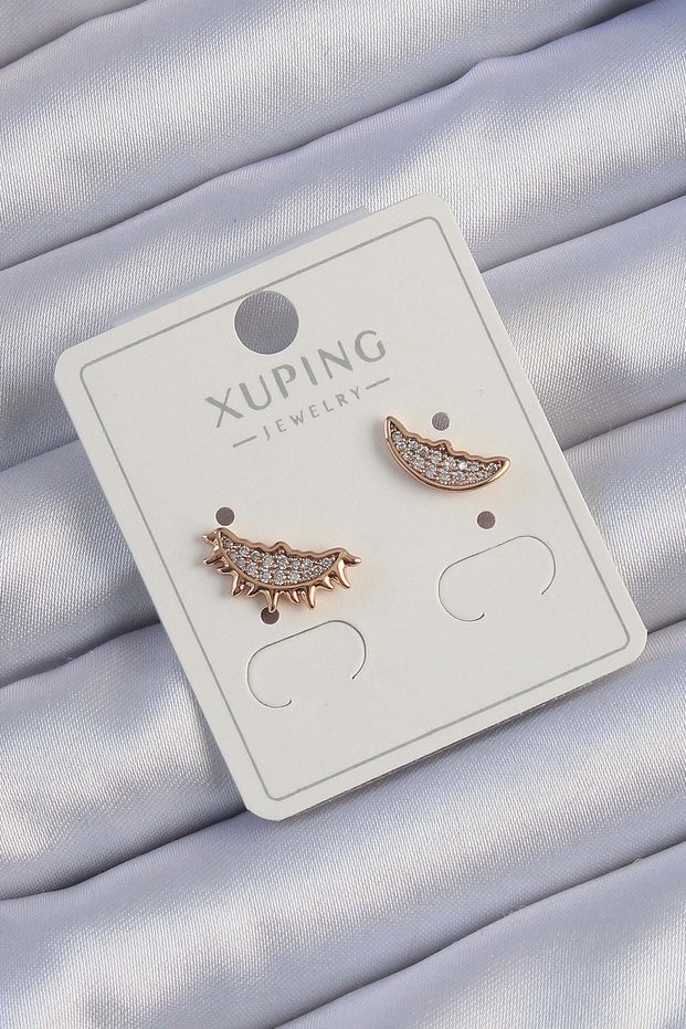 Xuping Zircon Stone Moon and Sun Design Earrings Rose Gold