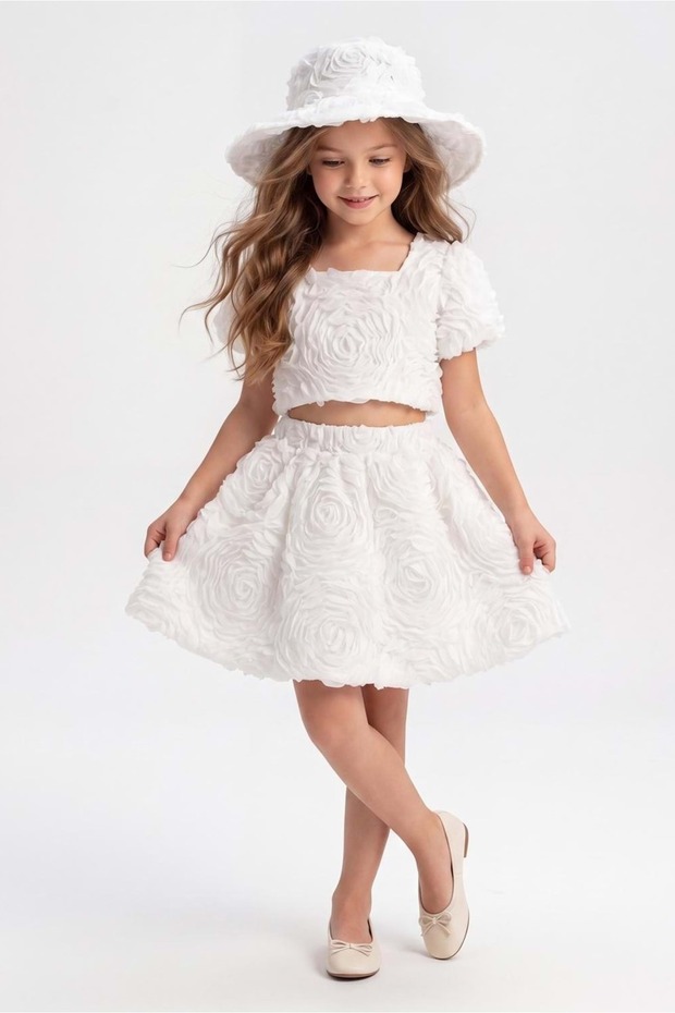 Rosemu Girl's Hat Set M00819 White