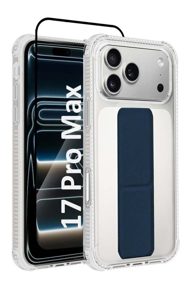 2 Packs Finger Grip Clear Case Cover for iPhone 17 Pro Max - Kickstand Car Magnetic Holder