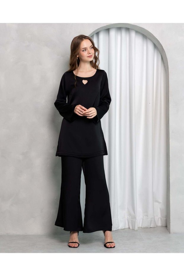 Aura Elegance Satin Co-ord Set – Midnight Black | Women's Workwear
