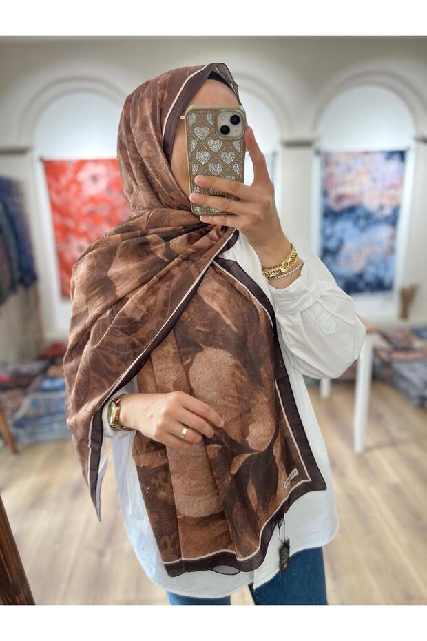 Serenza Pattern Soft Shawl - Brown - 3