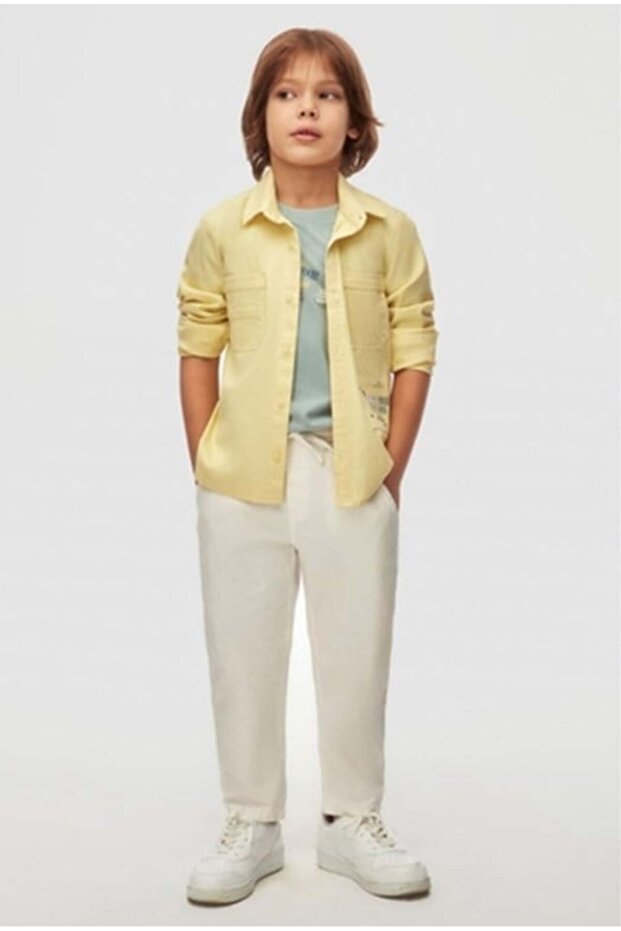Nk Boy's Buttoned Shirt 4-8 Years Yellow