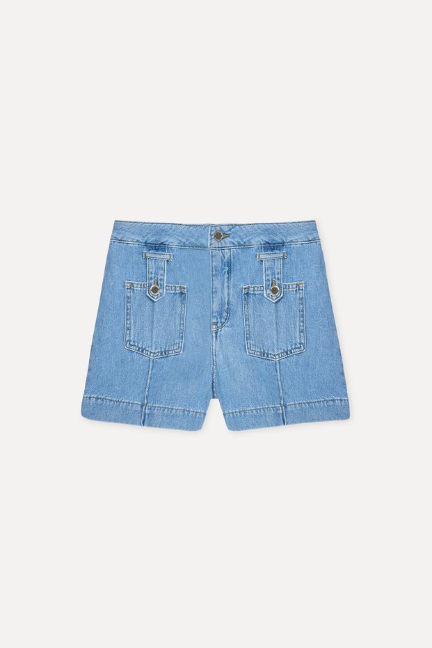 Women's Indigo Comfort Fit Shorts with Pocket Detail
