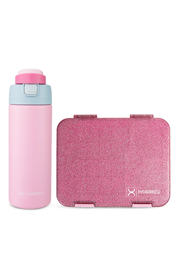 Sparkle Bento Lunch Box w/ SipSwitch Insulated Water Bottle 720ml | Tritan Leakproof Meal Box – Blush