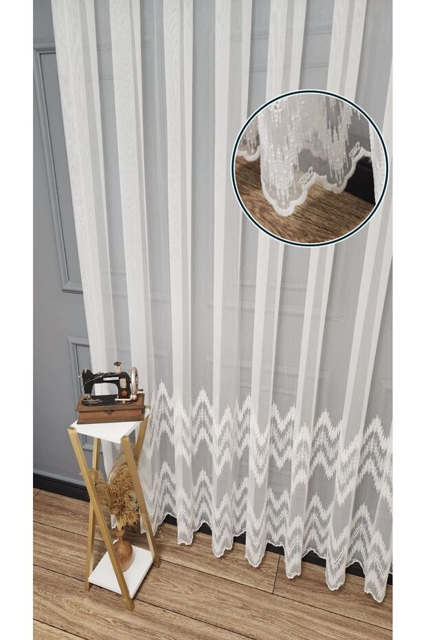 Dikim Skirt Wide Rhythm Model Patterned 1E2 Layer Wrinkle-Free Non-Iron Linen Tulle Curtain