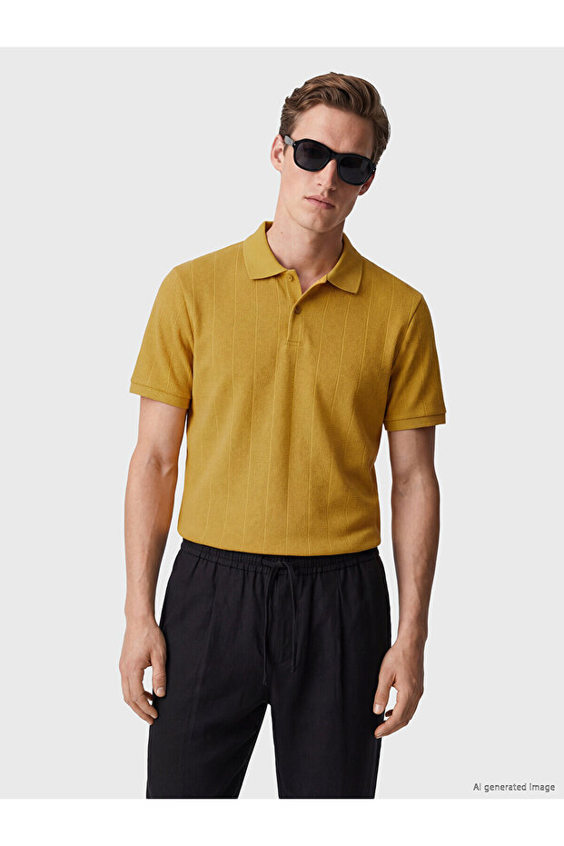 Nevavm Polo Collar Striped Men's T-Shirt
