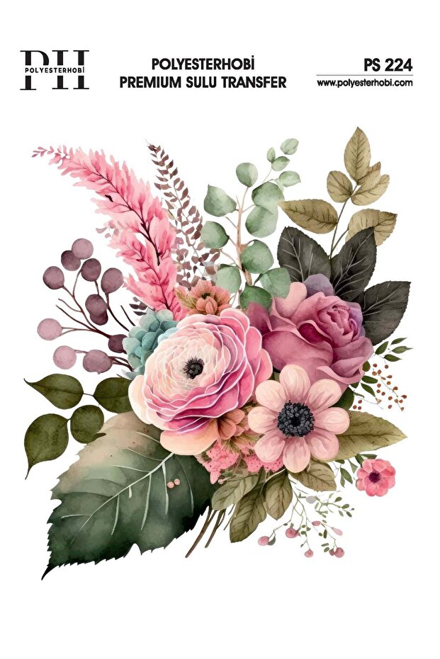 Premium Water Transfer 25X35 cm Flower Patterned Ps 224