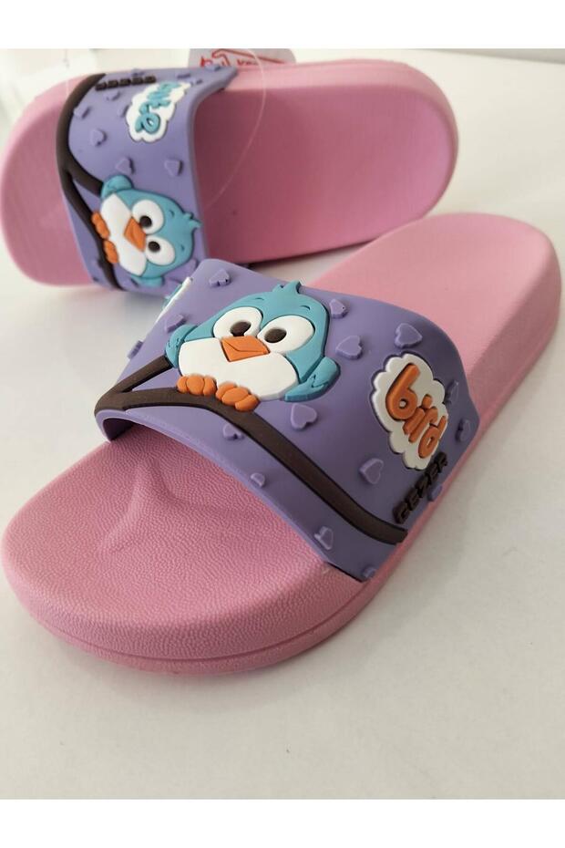 Mersin Md Textile Cute Bird Figured Non-Slip Children's Slippers