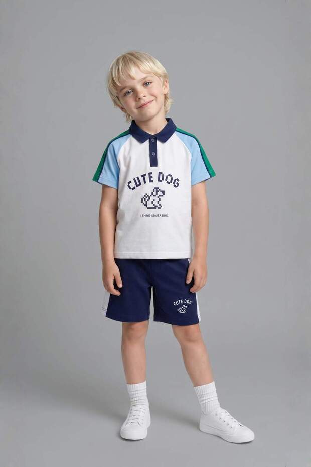 Printed Short Sleeve T-Shirt Shorts 2-Piece Pique Set Baby Boy H4124A526Hs
