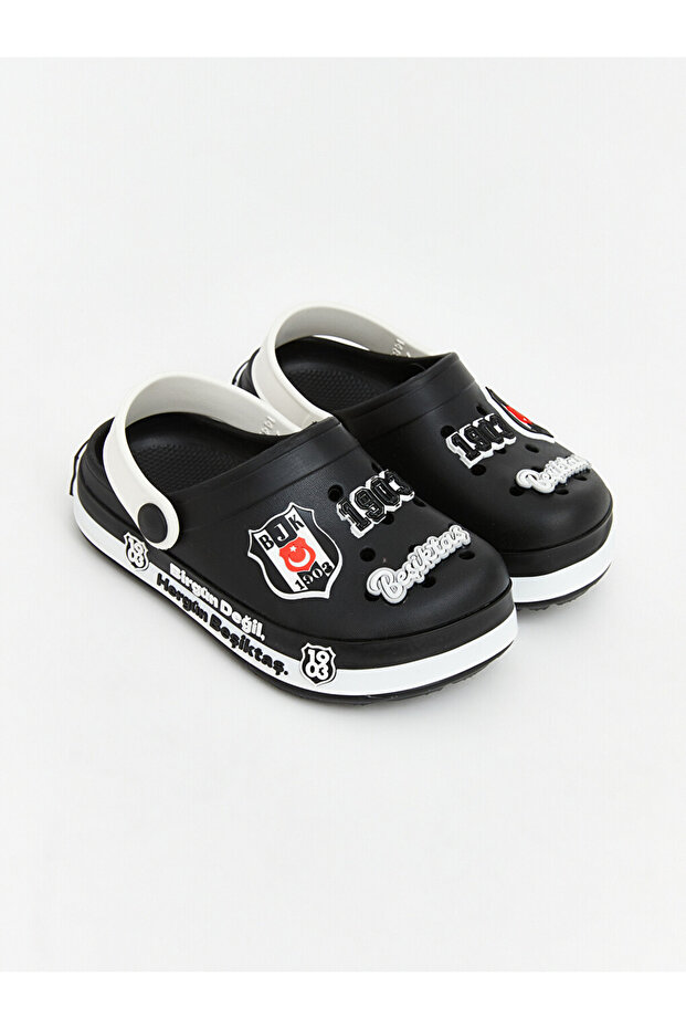 Black beşiktaş printed boy's beach sandal from güli̇s gi̇yi̇m