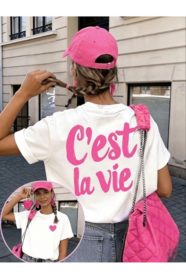 Women's Cest La Vie Printed Crew Neck T-Shirt White