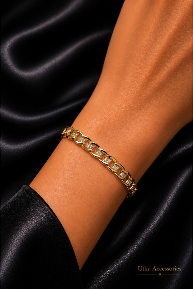 Xuping Stone Gold Adjustable Steel Bracelet
