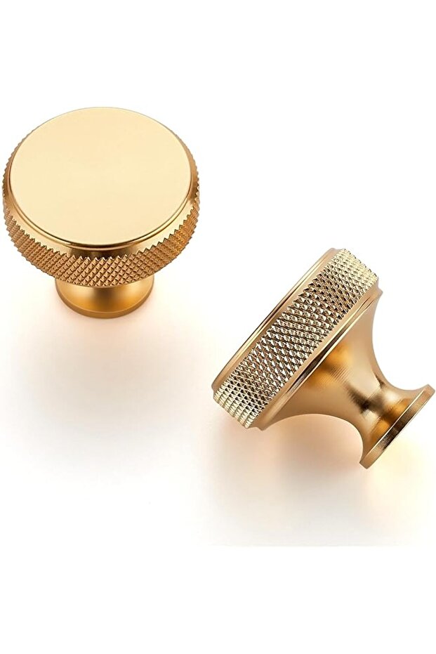 10 Pack Brushed Gold Knurled Cabinet Knobs, Kitchen Cabinet Pulls for Drawer, Cupboard and Wardrobe
