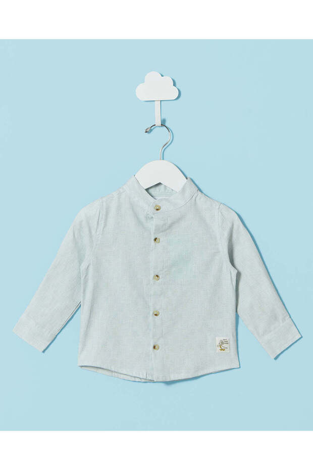 Infant Boys Blue Mandarin Collar Shirt