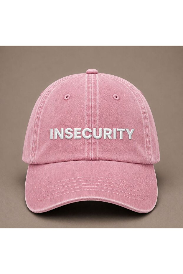 "Insecurity" Irony Embroidered Vintage Washed Baseball Cap