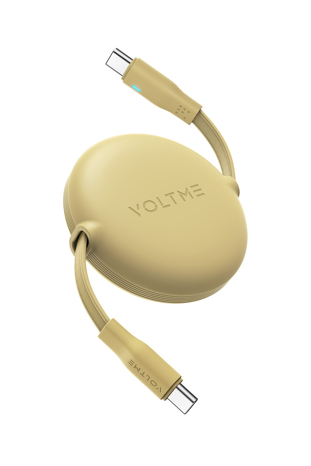 Powerlink YoYo Retractable Type-C to Type-C Cable - 100W PD 3.0 Super Fast Charging, Dual-Way, 5A, 1M - Yellow