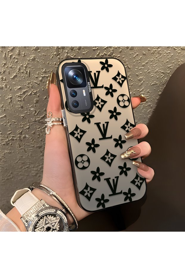 Mi 12t Compatible Silicone Edge Hard Back Case Couple Phone Case Brand Patterned