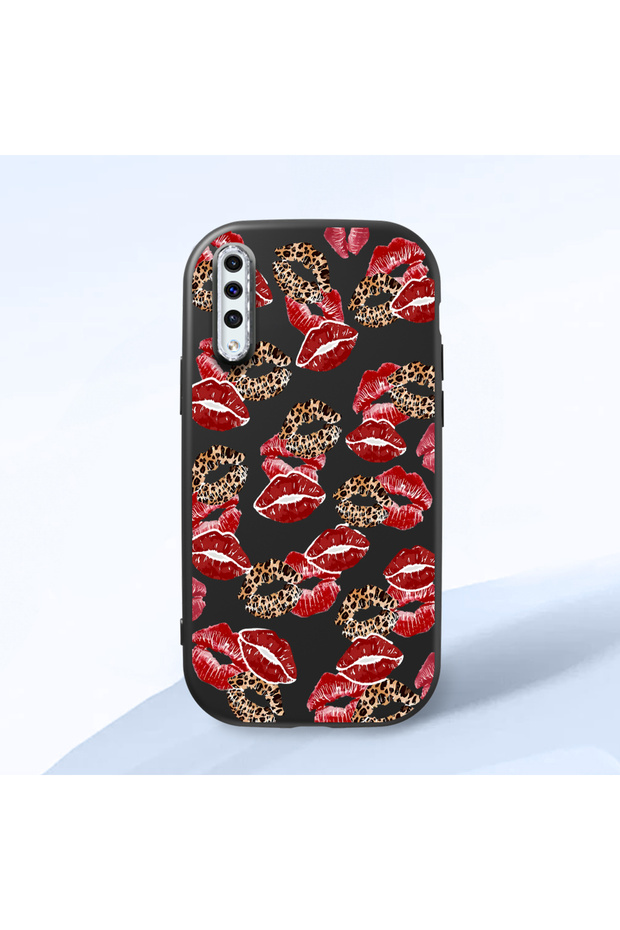 Samsung Galaxy A50 Compatible Case Camera Protector Black Silicone Couple Phone Case Kiss Pattern