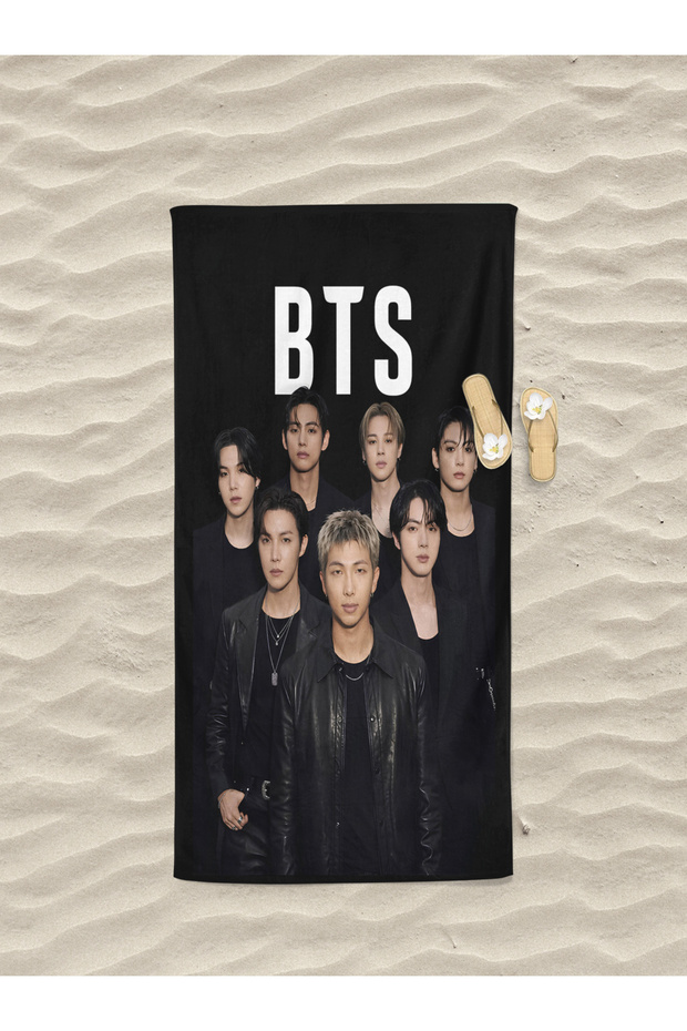 منشفة حمام شاطئية من القطن المطبوع رقميًا للفتيات الصغيرات من BTS Kpop