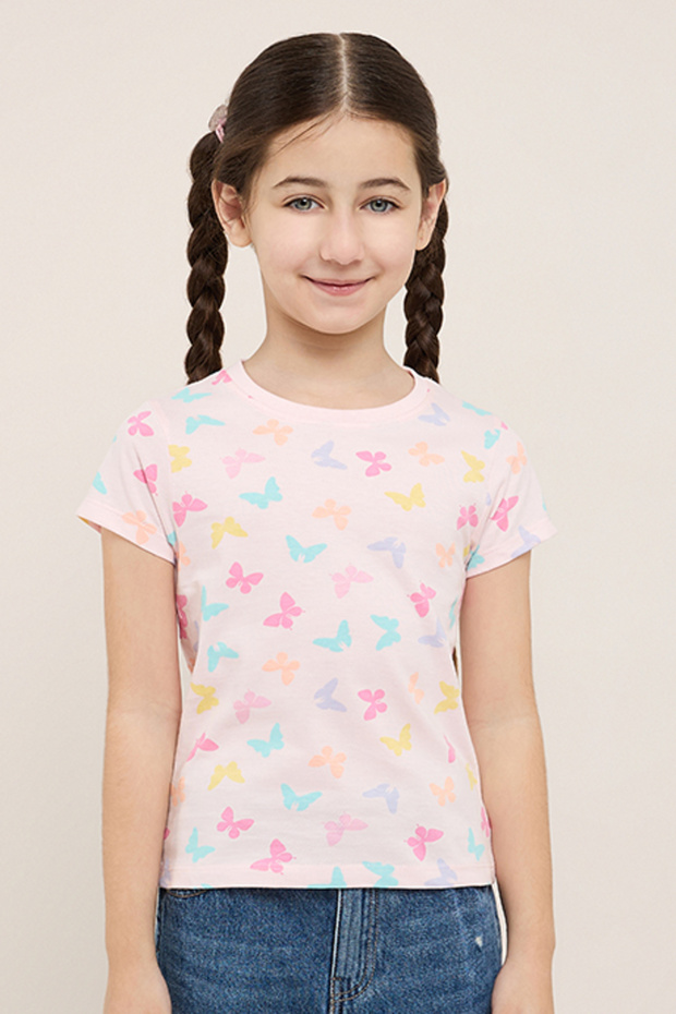 Printed T-Shirt with Crew Neck and Short Sleeves