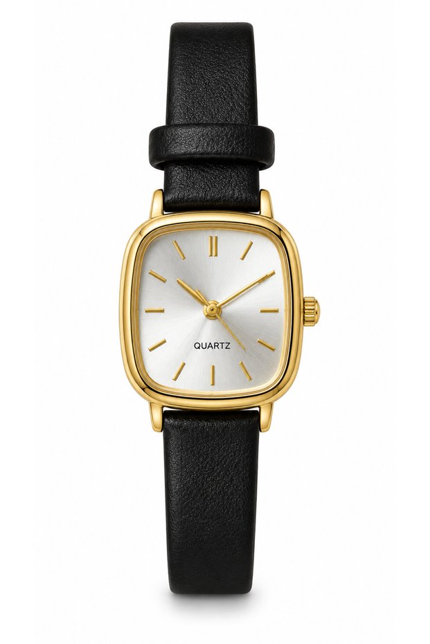 Women's Leather Cord Steel Gold Yellow Body Wristwatch