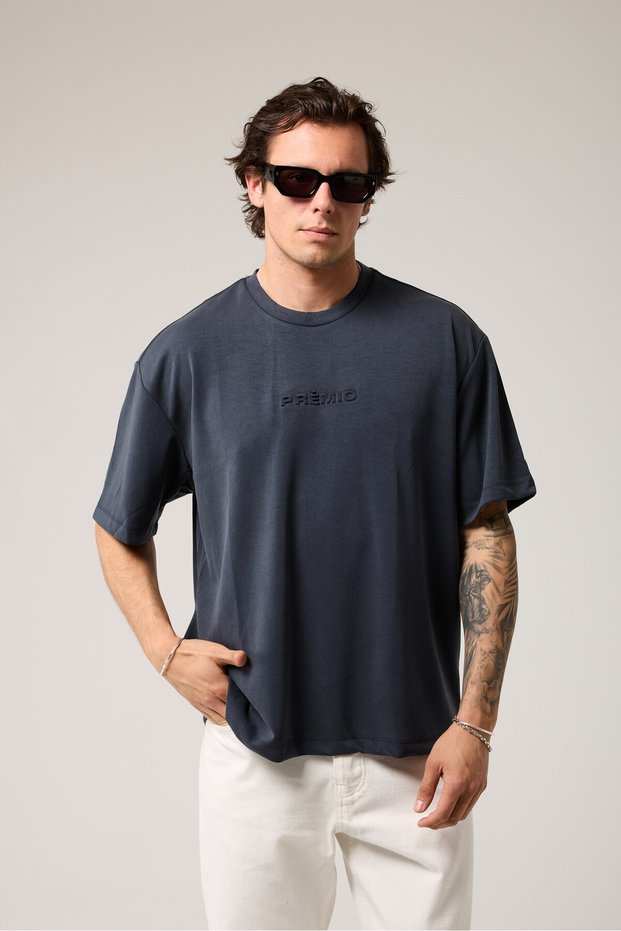 Embossed Detail Crew Neck T-Shirt