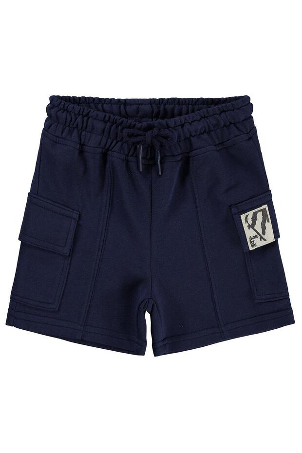 Basic Cargo Pocket Capri for 2-5 Years - Navy Blue
