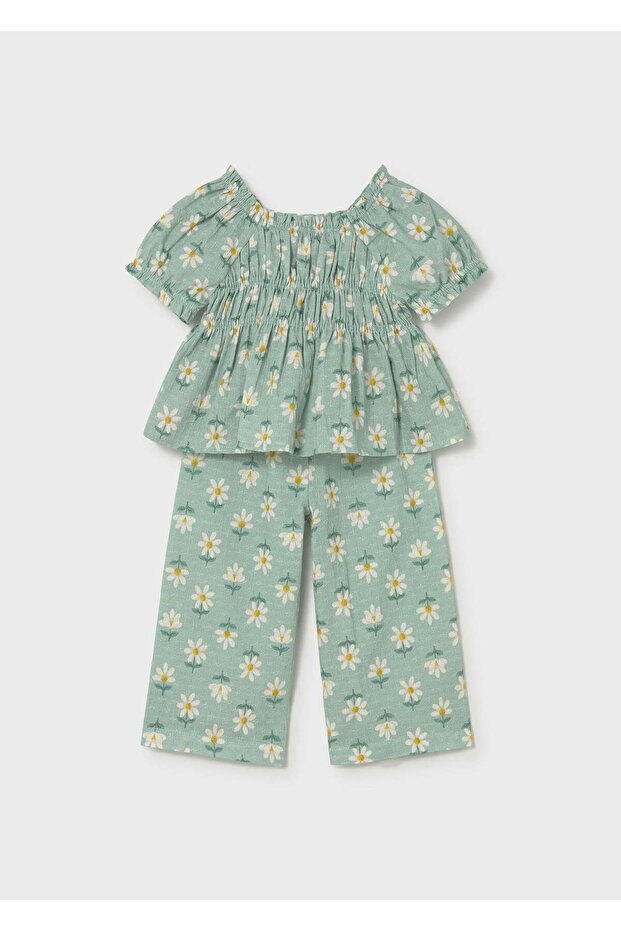 Baby Girl Floral Pants Set Green