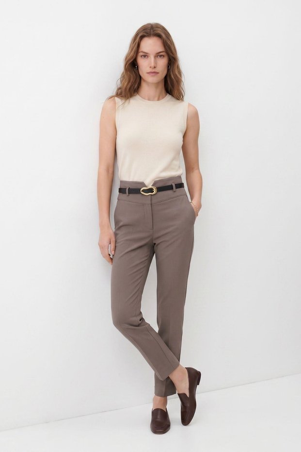 Mink Waist V-Cut Belted Trousers 8404A